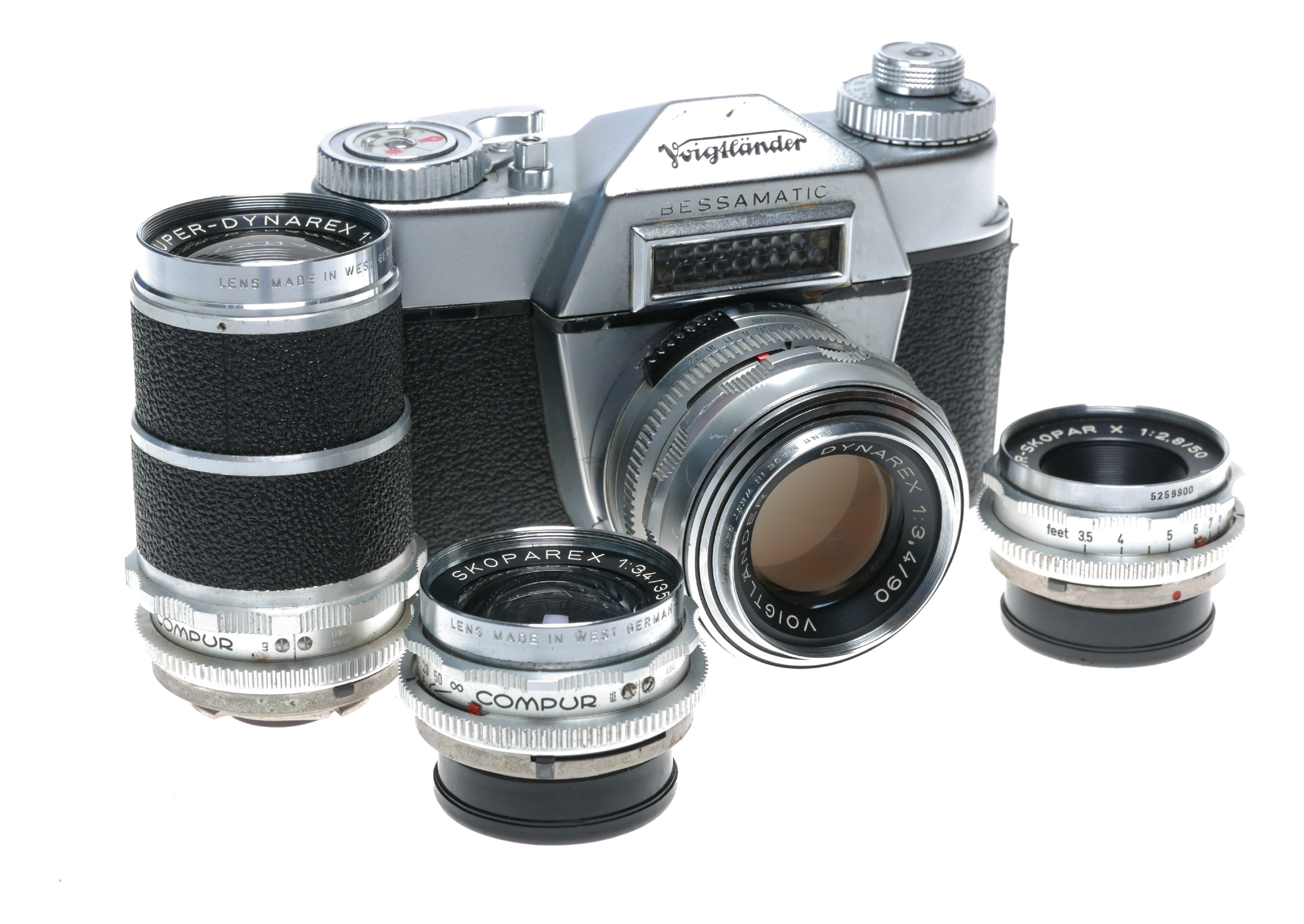 フィルムカメラ Bessamatic 3 lenses Dynarex set Voigtlander Bessamatic SLR 35mm film camera 4 lenses Dynarex
