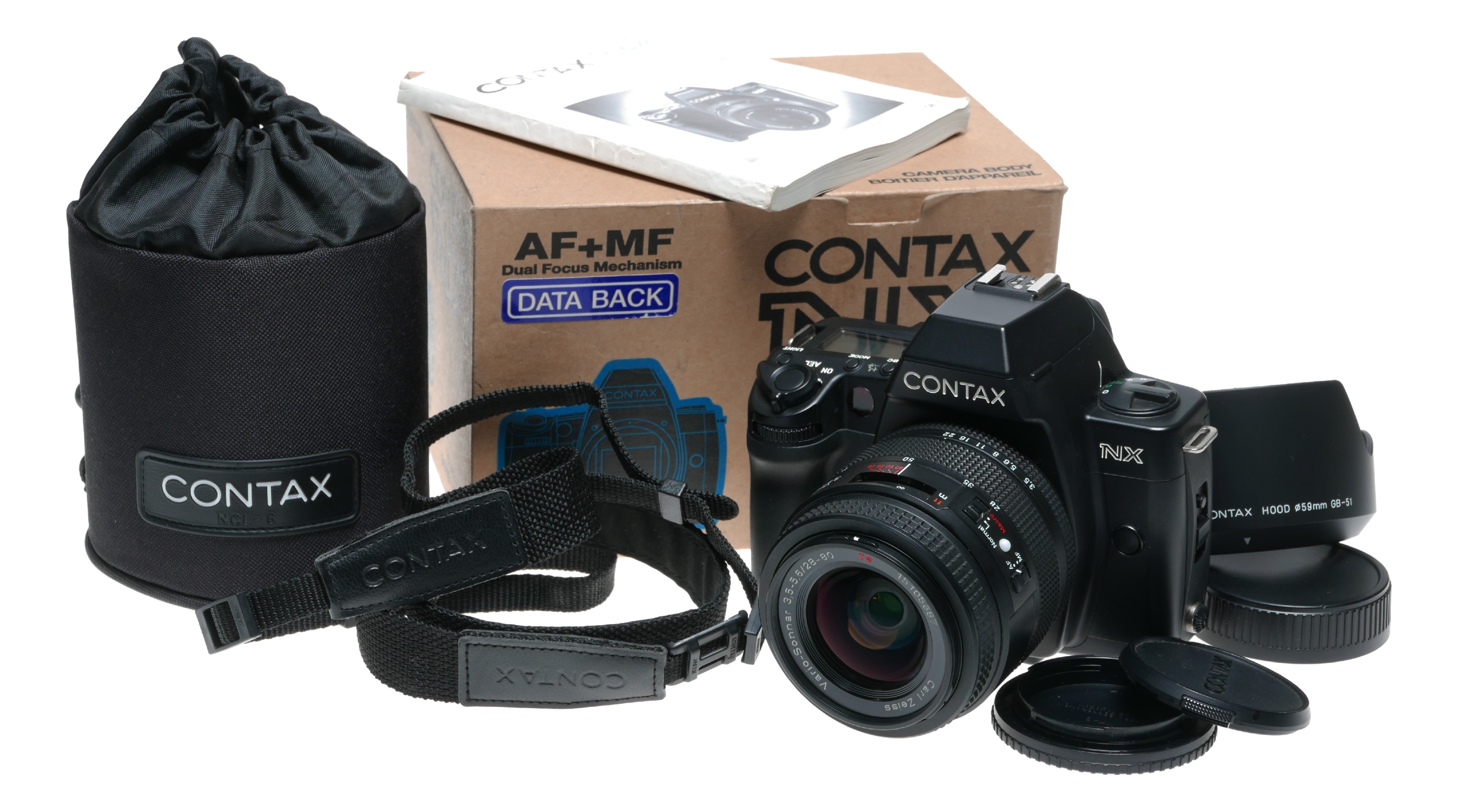 Contax NX film SLR camera Vario Sonnar 28-80mm Zoom lens vintage