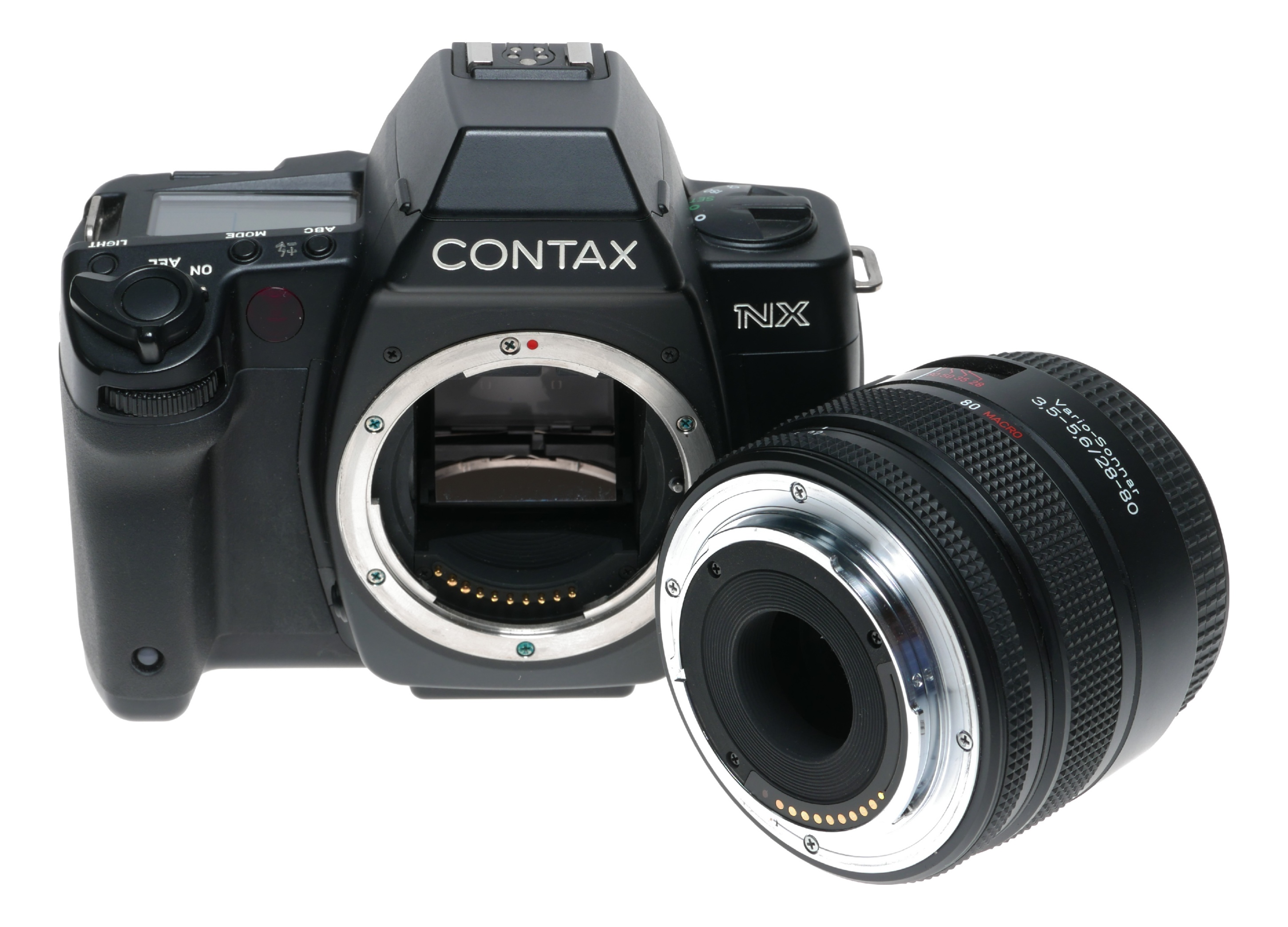 Contax NX film SLR camera Vario Sonnar 28-80mm Zoom lens vintage