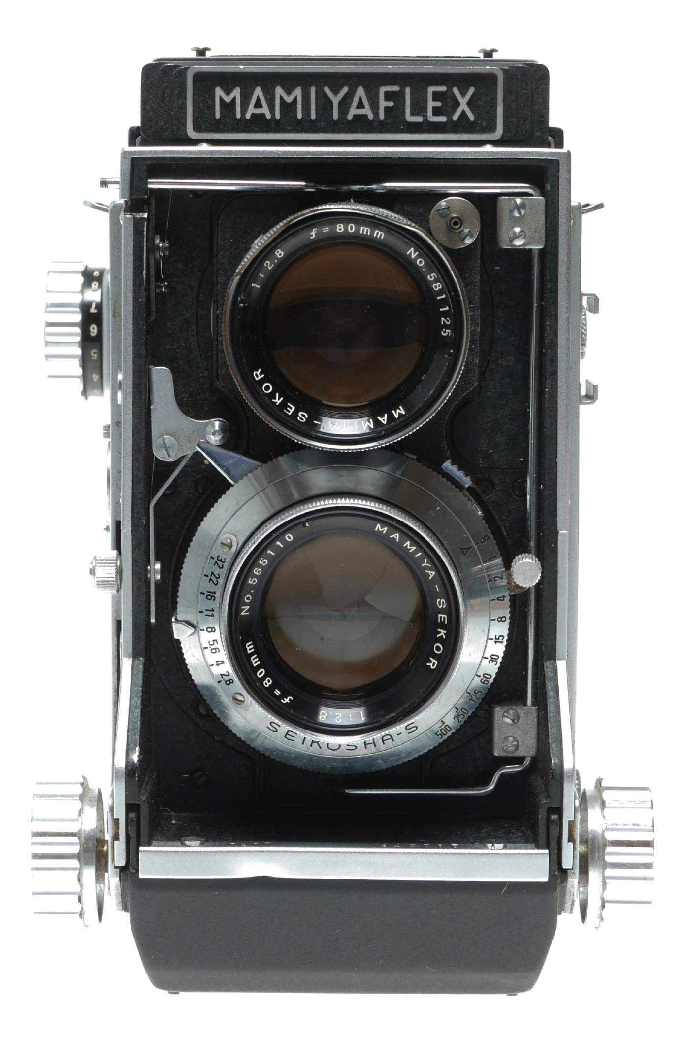 как выглядит Mamiyaflex TLR film camera Sekor 2.8/80mm lens flip up finder cased фото