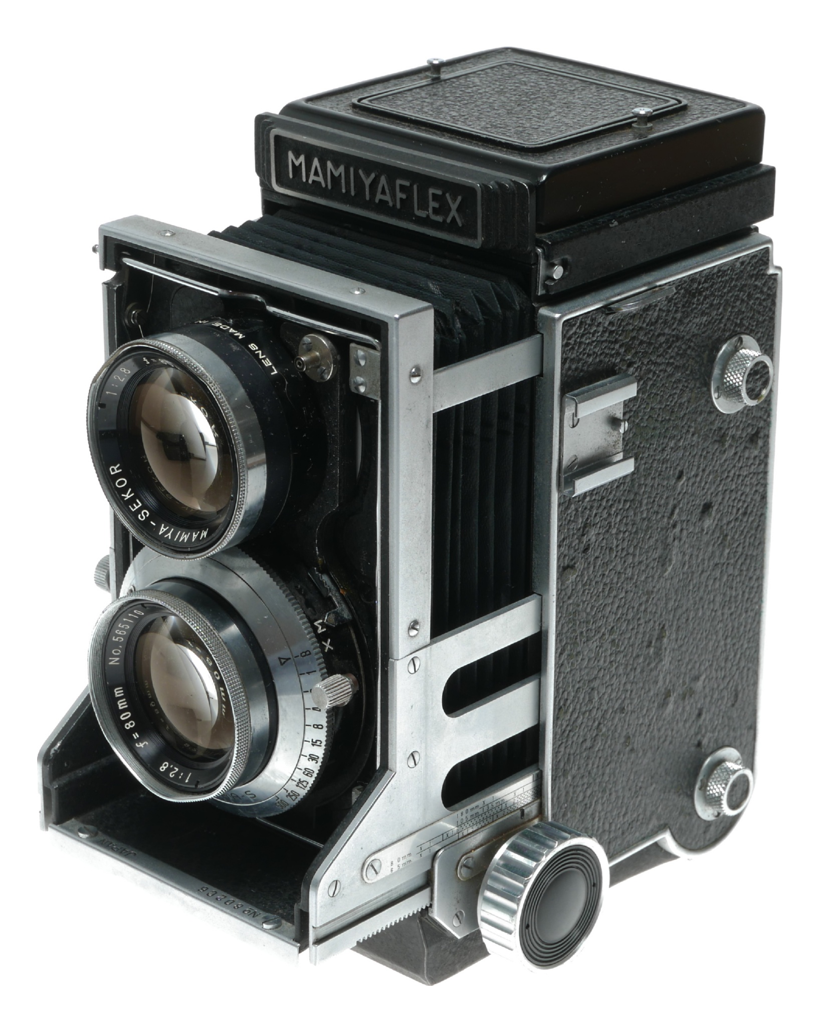 как выглядит Mamiyaflex TLR film camera Sekor 2.8/80mm lens flip up finder cased фото
