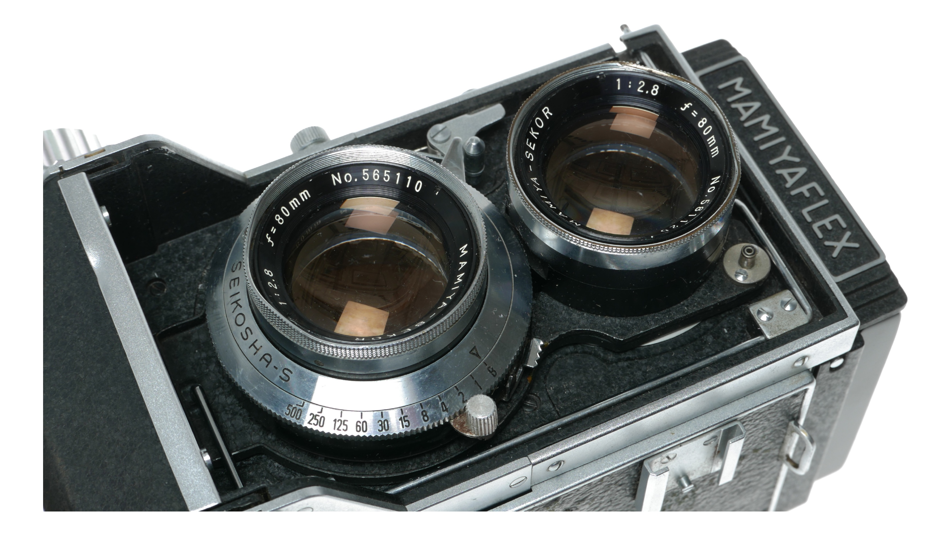 как выглядит Mamiyaflex TLR film camera Sekor 2.8/80mm lens flip up finder cased фото