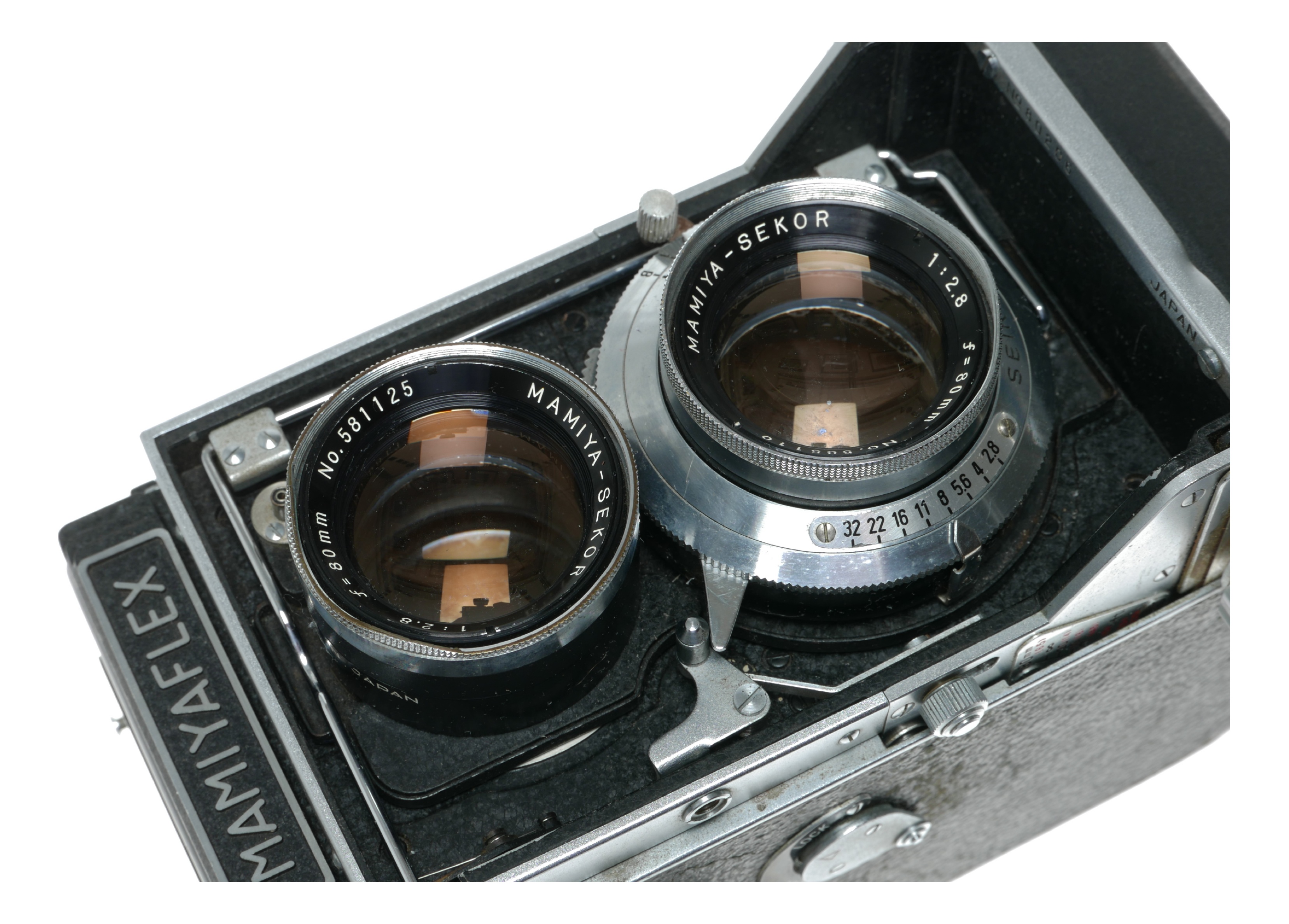 как выглядит Mamiyaflex TLR film camera Sekor 2.8/80mm lens flip up finder cased фото