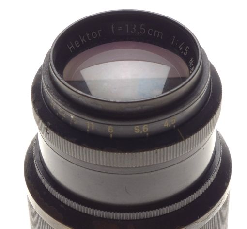 Pre-war Leica black paint rare Hektor 1:4.5/13.5cm serial number